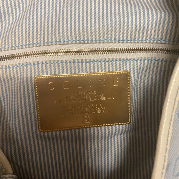 Authentic Celine Blue/White hobo Monogram Canvas and Leather Satchel - Picture 4 of 10